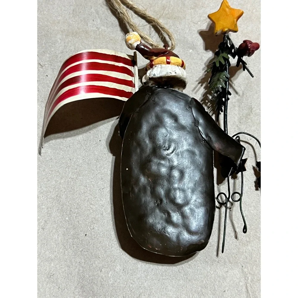 AGC Inc. OS Patriotic Ornaments Red White Blue Metal Santa USA 2001 Mice Set 2